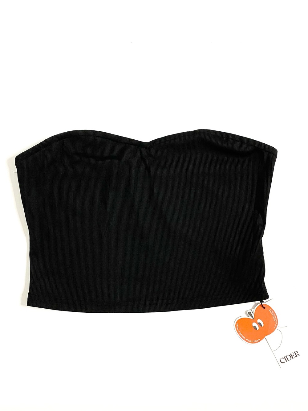 ✨NWT✨Cider | Black Ribbed Cropped Sweetheart-Neckline Sleeveless Tube Top Sz Lg